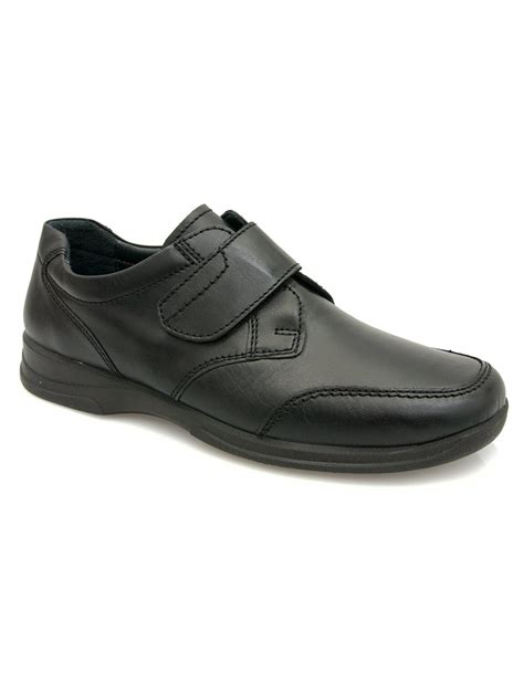 Rohde Leather Velcro Fastening Shoe in Black Leather