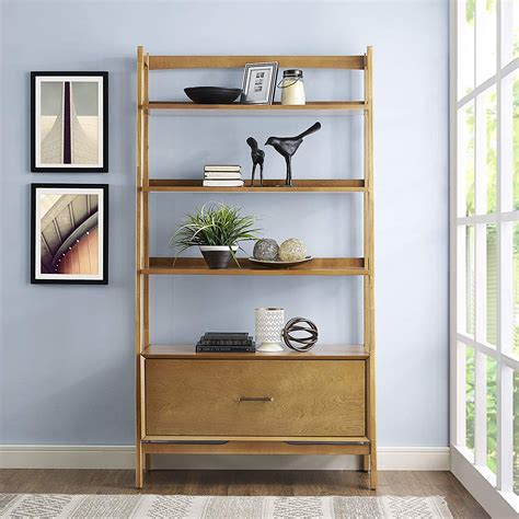 Crosley Landon Large Etagere Bookcase Brown Bookcase, Large Bookcase ...