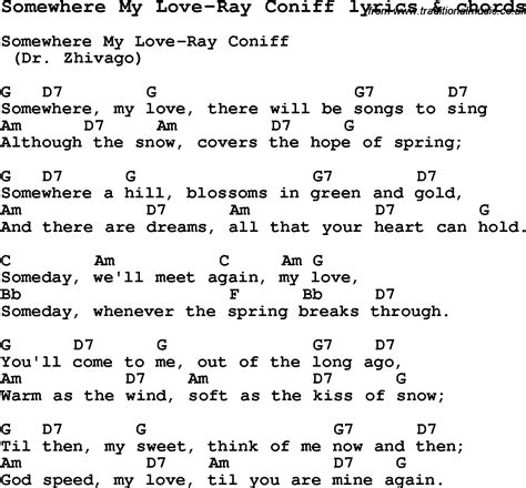 Love Song Lyrics for:Somewhere My Love-Ray Coniff with chords.