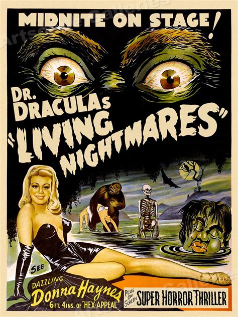 1950s Dracula’s Living Nightmares Classic Sci-Fi Monster Movie Poster ...