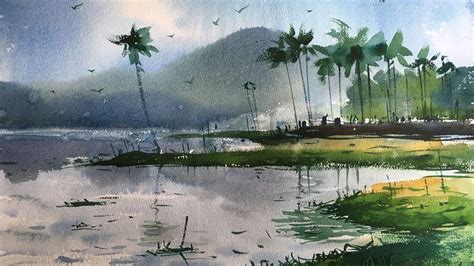 Watercolor landscape painting demonstration on the spot by Prashant Sarkar. - You… | Watercolor ...