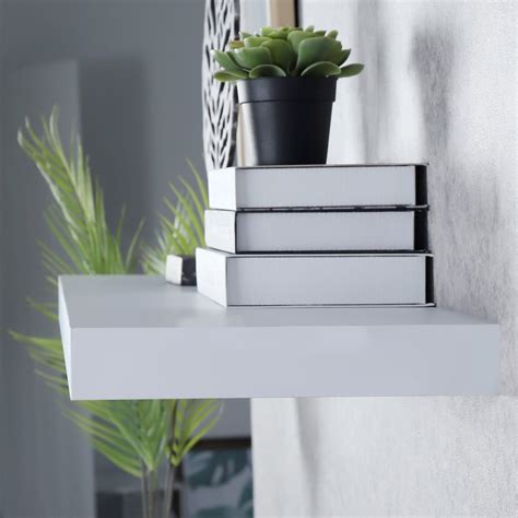 WELLAND 12" Deep White Floating Shelves 2 Pack, Wall Shelf Display Flo ...