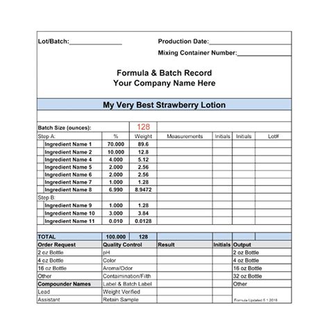 Batch records are a critical part of maintaining Good Manufacturing Practices. This excel ...