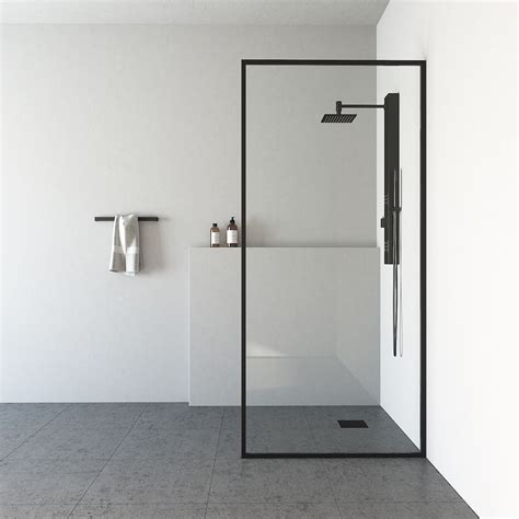 VIGO Meridian 34" x 74" Fixed Frame Shower Screen in Matte Black with Clear Glass | The Home ...