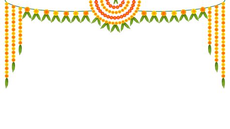 Decorative Marigold Garland For Indian Festival Isolated On Transparent Background, Diwali ...