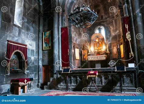 Interiors of Geghard Monastery in Armenia Editorial Stock Photo - Image of candle, interiors ...