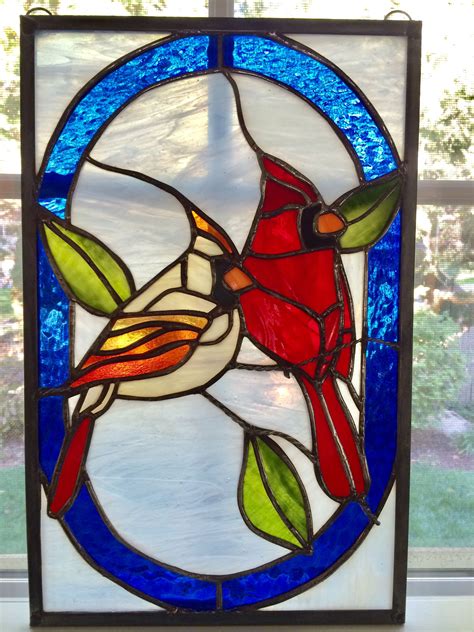 Vibrant Stained Glass Cardinal Panel