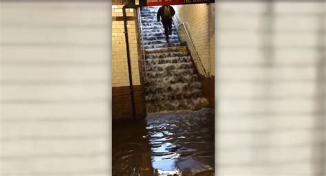 Heavy rain floods New York City subway - WSVN 7News | Miami News ...