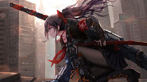 Samurai Anime Girl Katana 4K #4090h Wallpaper PC Desktop