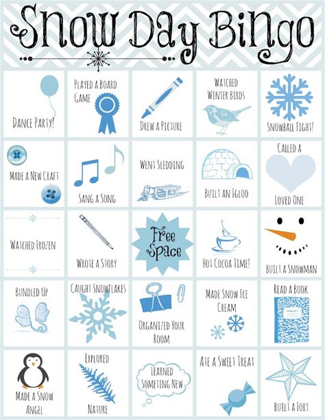 Printable Snow Day Bingo | Winter activities for kids, Fun winter ...