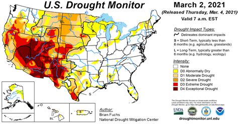 U.S. Drought Monitor Update for March 2, 2021 | National Centers for ...