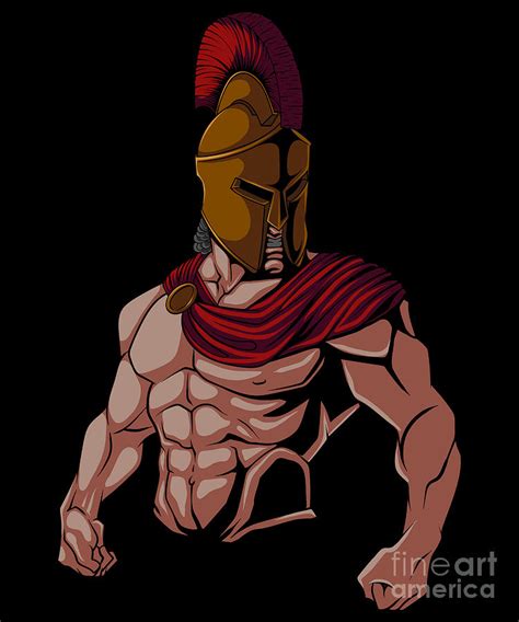 Spartan Warrior Shows Muscles - Spartan Fitness Digital Art by Mister ...