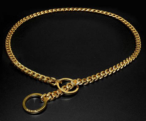 Gold Chain Dog Choke Collar Pet Small Large Dog Show Collar Necklace & Whistle | eBay