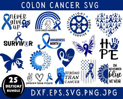 Colon Cancer Svg Bundle, Cancer Ribbon Svg, Cancer Awareness Svg, Colon ...