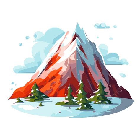 Snowy Mountain Vector, Sticker Clipart Cartoon Mountain Landscape With ...