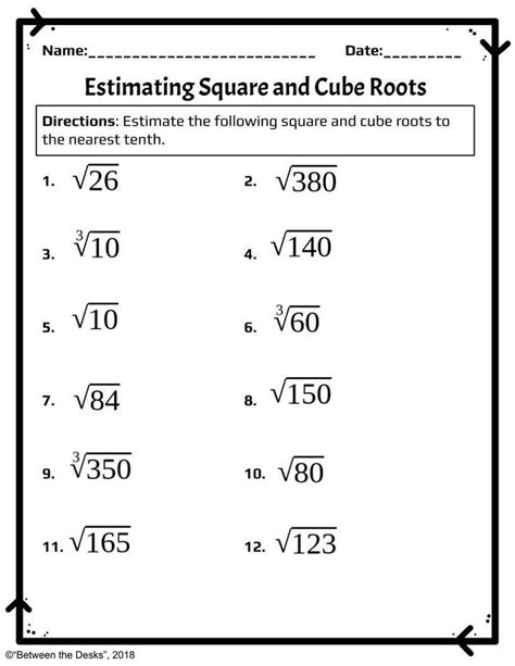 Square Root And Cube Root Worksheet Grade 7