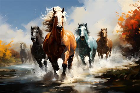 A pack of Wild horses running in a forest near 2 by GabiMedia on DeviantArt