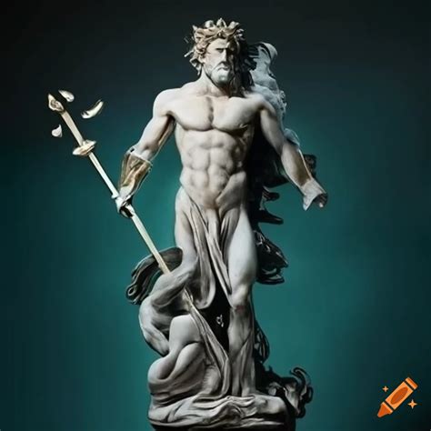 Sculpture of oceanus, greek god holding a trident