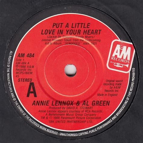 Annie Lennox & Al Green - Put A Little Love In Your Heart (1988, Paper Labels, Vinyl) | Discogs