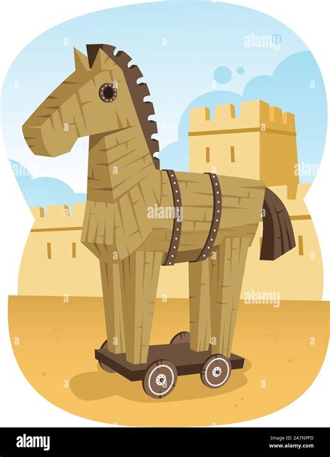 Trojan Wooden Horse Ancient Greece Animal Troy War, vector illustration ...