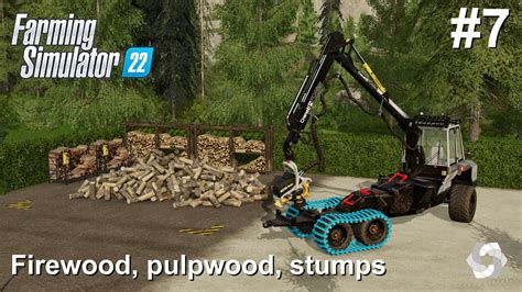 Processing firewood, forwarding pulpwood, removing stumps - #7 FS22 Logging in Green River ...