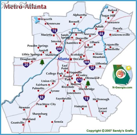 Atlanta Metro Map - TravelsFinders.Com