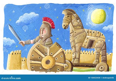 The Trojan Horse - Trojan War, Greek Mythology Stock Photo - Image of ...