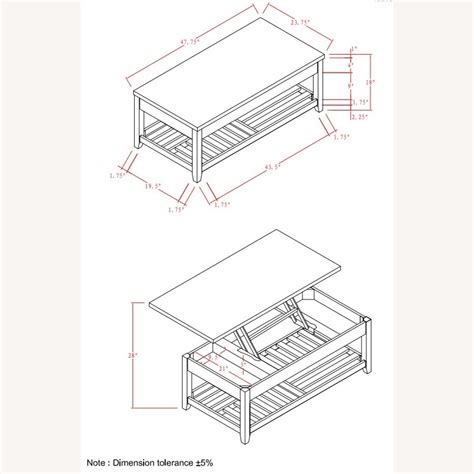 Lift-Top Coffee Table In Grey Finish W/ Storage - AptDeco
