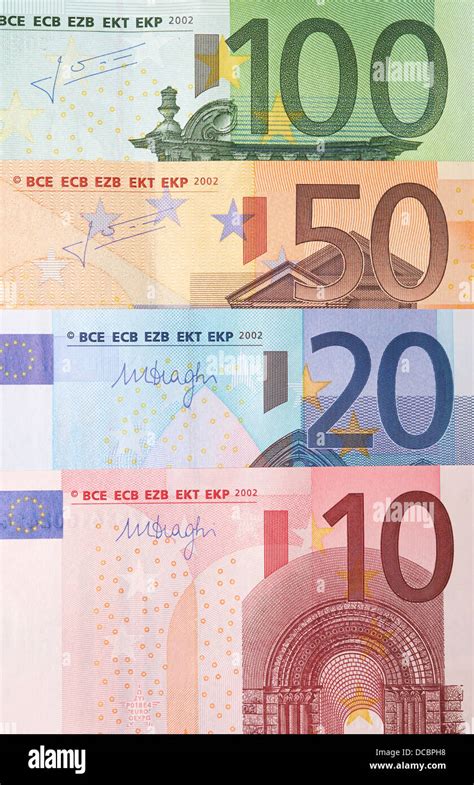 Euro Currency Notes / Euro Currency Banknotes Overhead View. Various ...