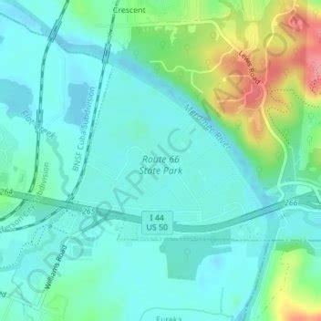 Route 66 State Park topographic map, elevation, terrain