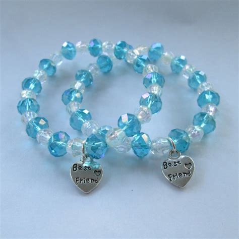 Best Friends Matching Bracelets Beaded Elastic Charm Bracelets - Etsy