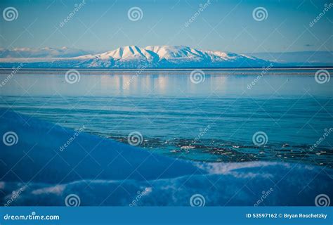 Alaska Snow Covered Volcano Stock Photo - Image of sleeping, sustina ...