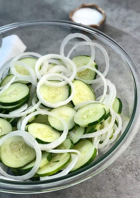 Cucumbers and onions sliced in a bowl for cucumber salad. | Cucumbers and onions, Cucumber ...