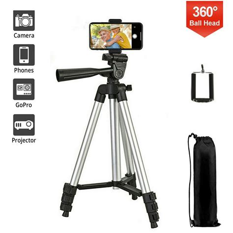 Professional Camera Tripod Stand Mount + Phone Holder for Cell Phone ...