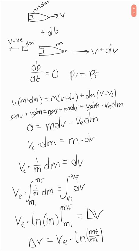 Help with a derivation of rocket equation... I keep getting the wrong result : r/KerbalSpaceProgram