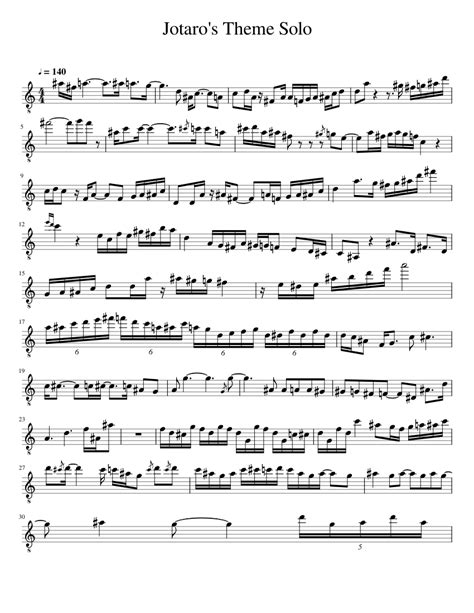 Jotaro's Theme Solo Sheet music for Tenor Saxophone | Download free in ...