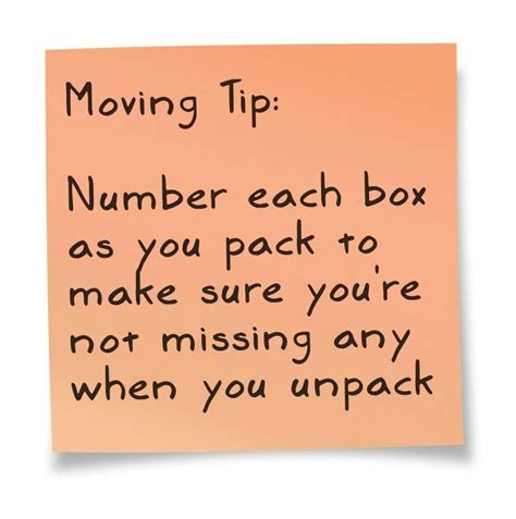 Moving Tips: Number each box as you pack to make sure you are not ...
