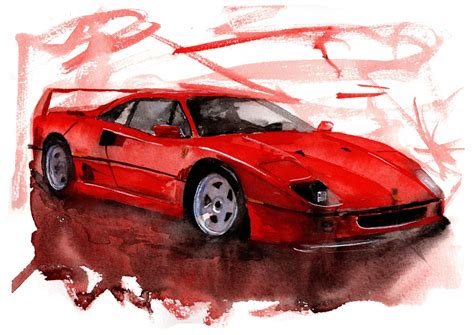 Painting of a Ferrari F40 Limited Print . - Etsy UK