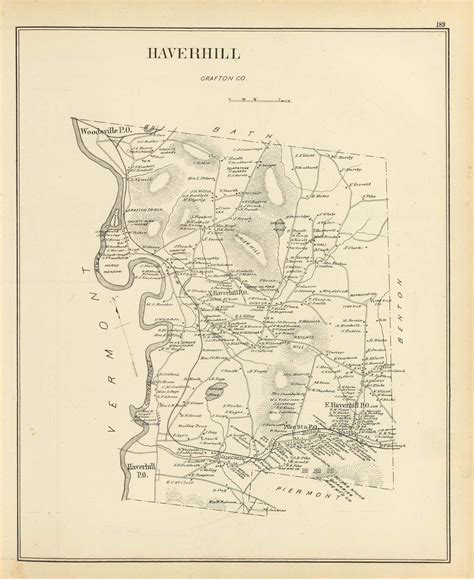 Haverhill Town, New Hampshire 1892 Old Town Map Reprint - Hurd State Atlas Grafton - OLD MAPS