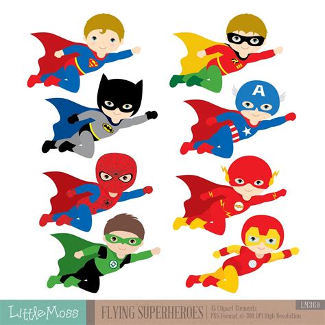 Flying Superhero Clipart, Superheroes Kids Clipart, Superheroes Clipart, Super Hero Clipart ...