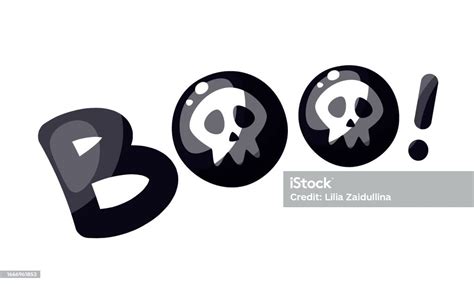 Boo Lettering In Black Stylized Vector Text Festive Illustration On White Background For ...