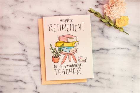 Cute Watercolor Hand Lettered Teacher Retirement Card Books - Etsy UK