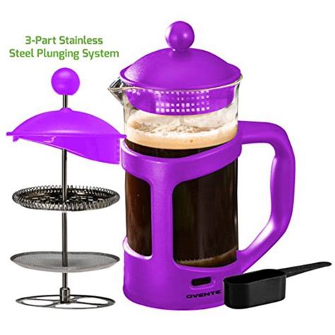 Ovente French Press Cafetiere Coffee and Tea Maker, Heat-Resistant Borosilicate Glass, 34 oz ...