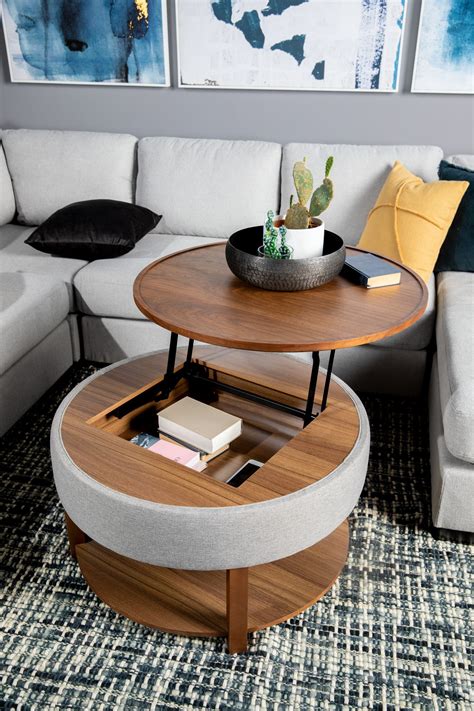 DAMIAN Walnut wood veneer lift-top coffee table with storage in 2021 | Living room coffee table ...