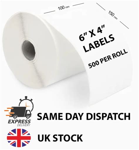 SELF ADHESIVE SHIPPING Labels 6X4" 150Mm X 100Mm Large Address Stickers Thermal £4.99 - PicClick UK