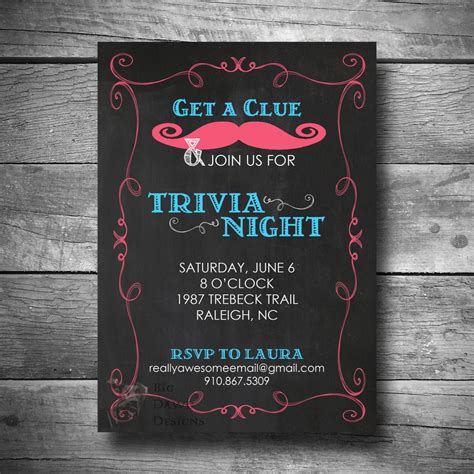 Trivia Party Invitation Game Night Invite Printable Text or