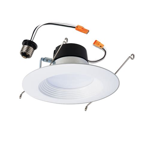 HALO Matte White 6-in 670-Lumen Switchable White Round Dimmable LED Canned Wet Rated Recessed ...