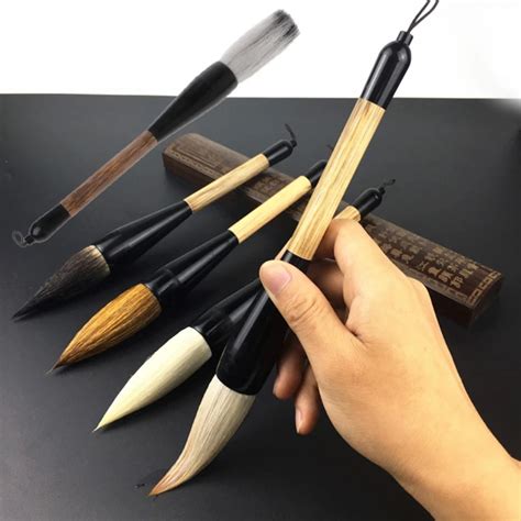 5 Styles Chinese Calligraphy Brush Pen Goat Hair Bamboo Shaft Paint ...