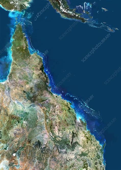 Great Barrier Reef, satellite image - Stock Image - C007/3050 - Science Photo Library