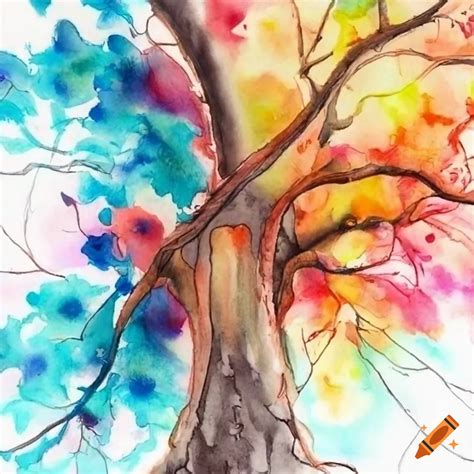 Colorful pencil drawing of a tree of life